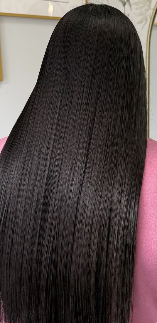 Sleek straightened hair after treatment